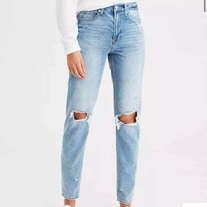 American Eagle High Rise Ripped Mom jeans